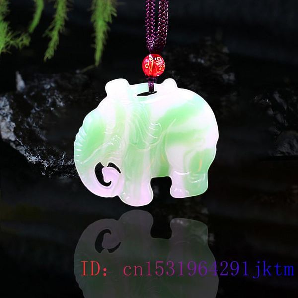 Ciondolo elefante di giada intagliato collana di fascino gioielli giadeite cinese naturale doppia faccia moda verde bianco regali amuleto
