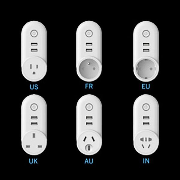 

smart power plugs suitable for european plug british brazil india strip wifi socket with two usb 100-240v type 2.4ghz