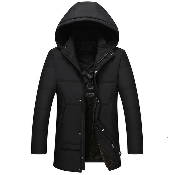 

men's down & parkas mens thick warm winter parka men fleece hooded jacket coat overcoat business casual cotton ld4a, Black