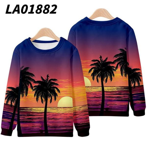 

men's hoodies & sweatshirts hawaiian sunset printed spring autumn couple women men casual o-neck harajuku loose pullovers oversized 6xl, Black