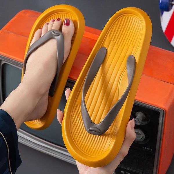 

fashion flip flops beach slides platform slippers home indoor outdoor flat heel sandals boys ladies couples yellow soft comfortable slipper, Black
