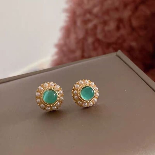 

opal green earrings simple small earrings advanced temperament pearl