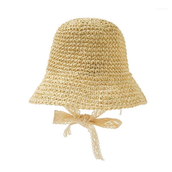 

baby bow straw hat infant wide brimmed sunhat princess summer beach bonnet cap u50f caps & hats1, Yellow