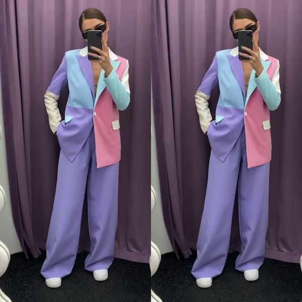 

2 piece set women pant suits color matching wear uniform formal trousers waistcoat jacket blazer suit female, Black;red