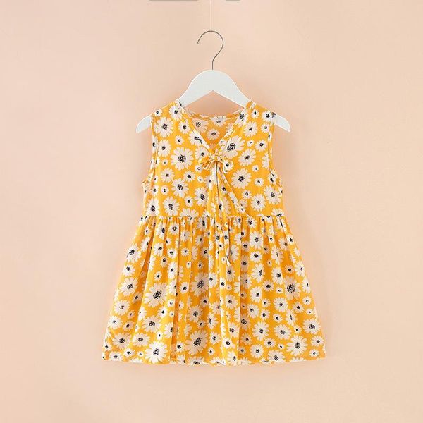 

girl's dresses fashion girls summer dress sleeveless floral kids gril princess children for clothing baby girl, Red;yellow