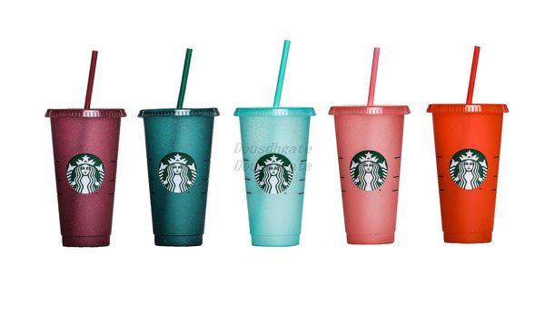

starbucks plastic cup flash cup 24oz/710ml transparent color changing cup plastic beverage juice with lip straw magic coffee custom 1
