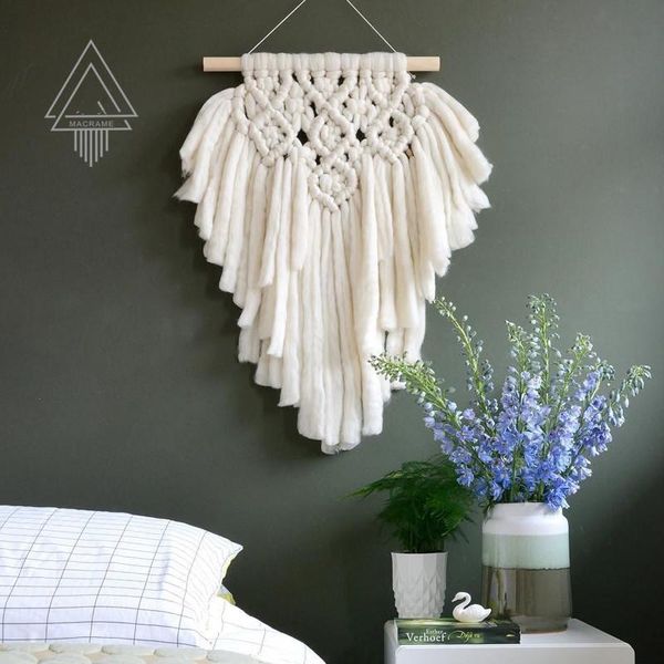 

tapestries macrame wall art handmade cotton hanging tapestry with lace fabrics bohemian mexican home decoration