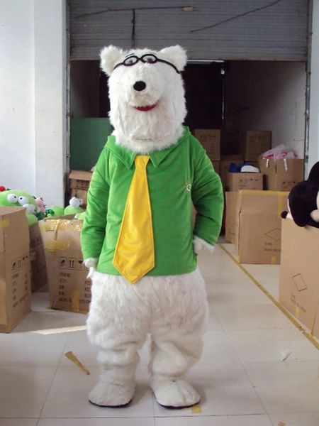 

halloween white polar bear mascot costume animal theme character carnival adults outfit christmas birthday party dress, Red;yellow