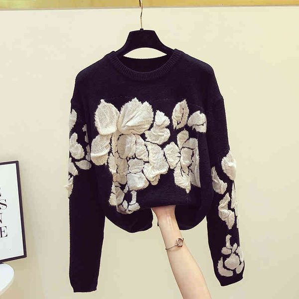 

women's sweaters winter floral embroidered turtleneck round female vintage modis manga long, black mesh letg, White;black