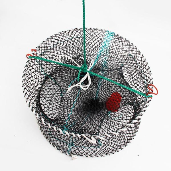 

fishing accessories 3 holes net shrimp cage nylon foldable crab fish trap cast folding network strengthened automatic catfish