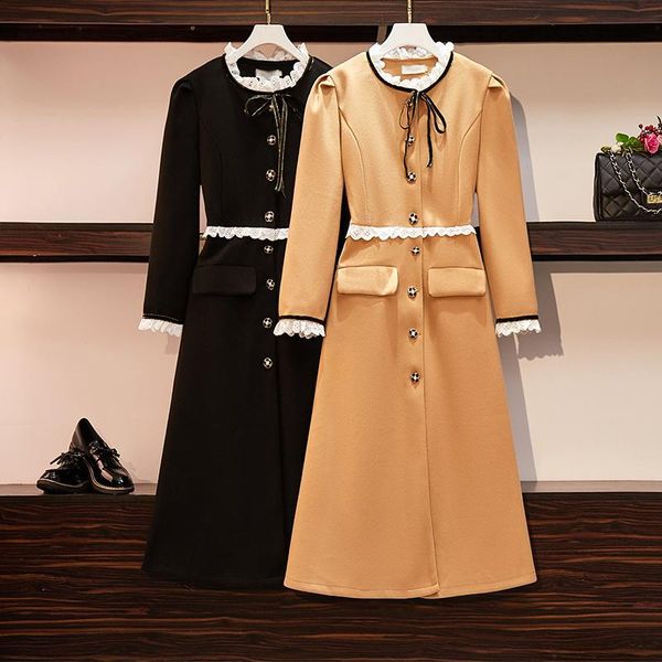 

rge size retro dress autumn winter midi elegant vestidos de festa celebrity party female casual dresses, Black;gray