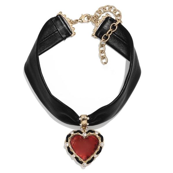 

pendant necklaces brand fashion jewelry gift for women vintage black ribbon chain heart pendants choker necklace party, Silver