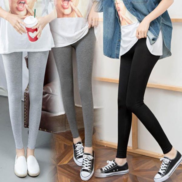 

women's leggings autumn winter fashion black grey elastic low waist knitted jogger pants thin modal women slim