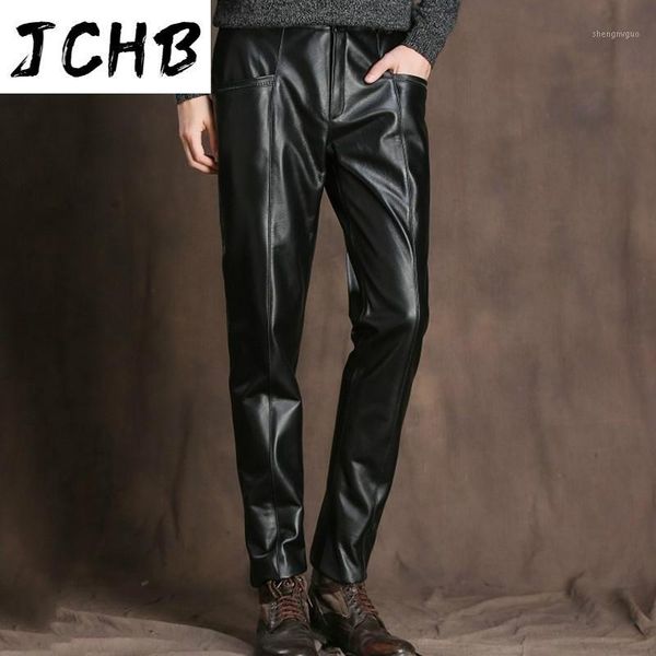 

genuine leather pants men cowhide mens casual trousers plus size autumn winter pantalon cuir pph26 men's, Black