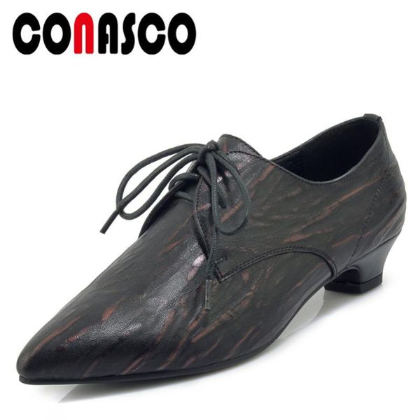 

dress shoes conasco fashion women wedding office basic pumps genuine leather spring autumn pointed toe woman ladies, Black