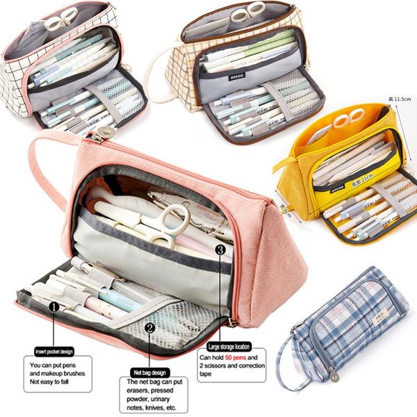 

pencil cases big capacity case up to 100 pencils pen pouch holder bag large storage stationery organizer for school supplies office