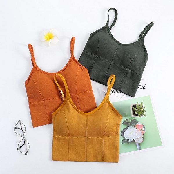 

racing jackets women tank crop seamless underwear female u back short lingerie sleeveless padded camisole, Black;red
