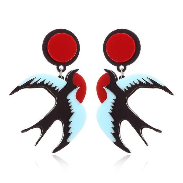 

dangle & chandelier design of cute acrylic parrot earrings for punk hip hop animal bird fashion jewelry ear, Silver