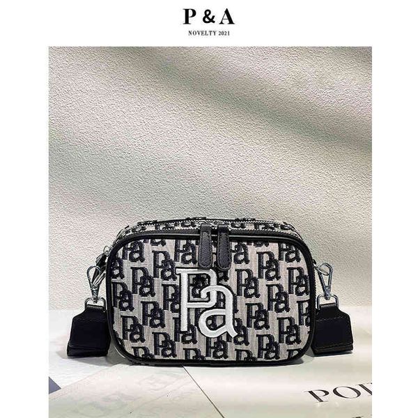 

bags handbags wallets fashion wide shoulder strap camera women's 2021 new small square texture single versatile embroidery slanting bag, Black;red