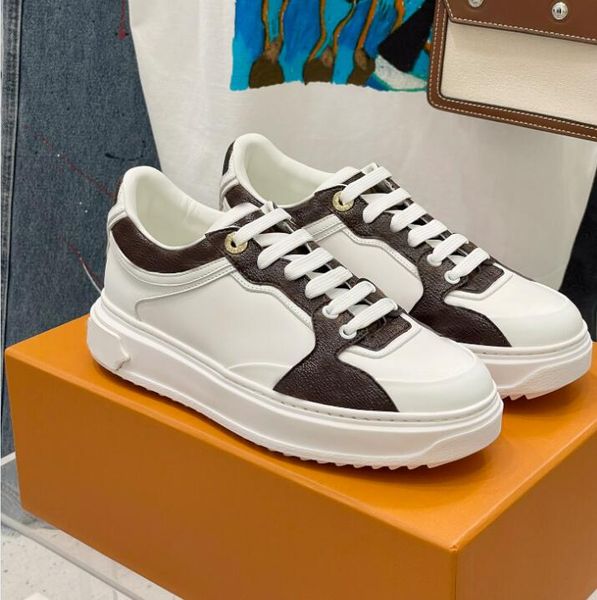 

2021 designer luxury women casual shoes timeout sneakers soft embossed lambskin calfskin trim lady white padded pattern sole shoe retro styl, Black