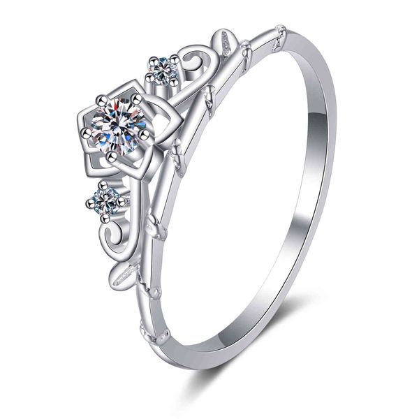 ANZIW 925 Sterling Silber Moissanit Diamant 013CT Süße Prinzessin Krone Verlobungsring Für Frauen Schmuck Geschenke