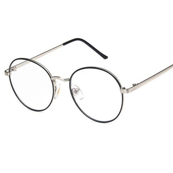 

fashion sunglasses frames round metal anti blue glasses frame optical mens clear eyeglasses women reading computer eye gafas oculos, Black