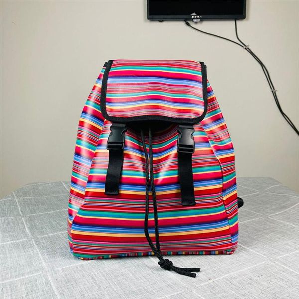 

backpack personalized durable large capacity pink serape travel pu for women