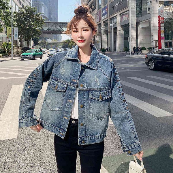 

denim jacket female short small 2021 spring and autumn new korean loose b student fashion 6863p88, Black;brown