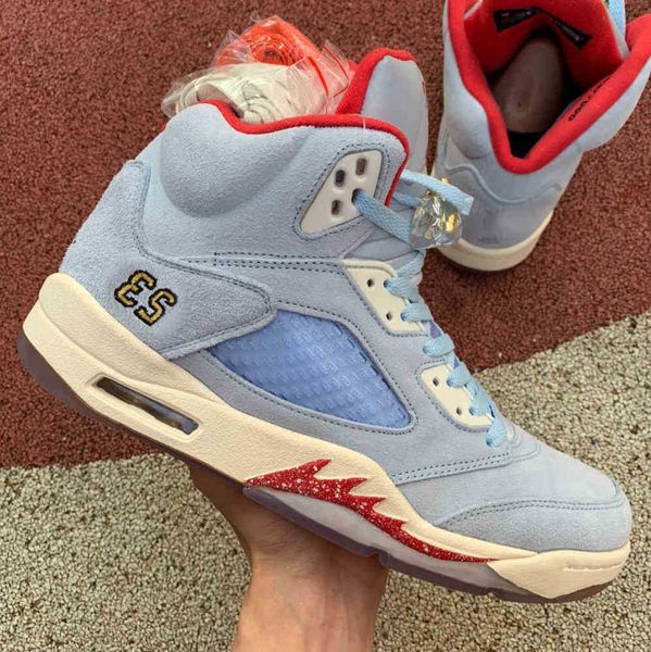 

light sky blue mens basketball shoes 5s trophy room jumpman 5 fashion sneakers6yo2