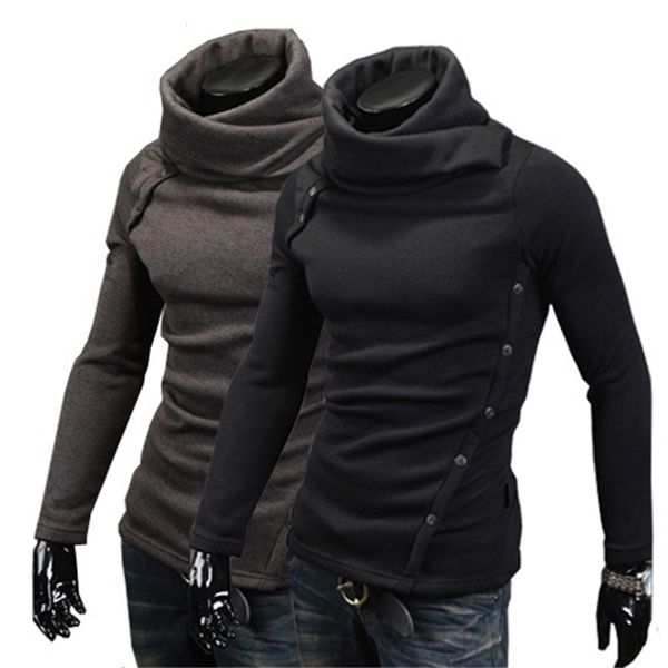 

pant spring and winter slim warm cotton high neck pullover long sleeve men's solid color jacket casual sweater, Black;brown