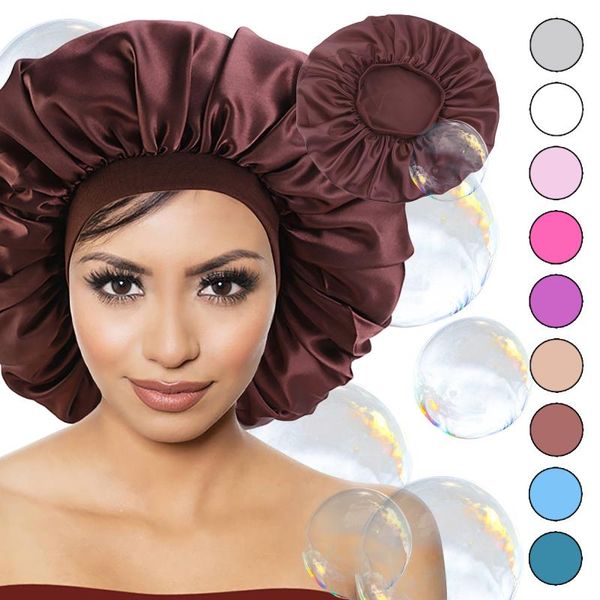

shower caps big size bath cap beauty satin bonnet for women sleep night head cover turban ladies african headwear bandanas headwrap