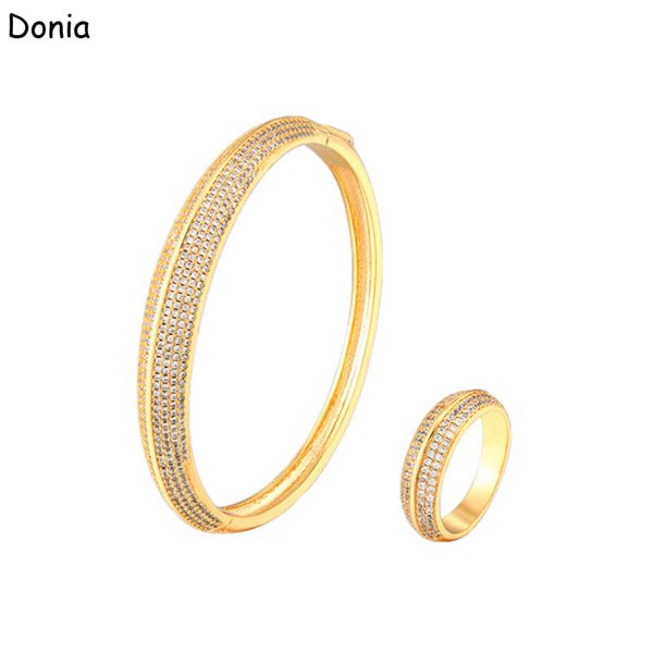 

donia jewelry luxury bangle european and american fashion faceted copper micro-inlaid zircon bracelet ring set lady designer, Black