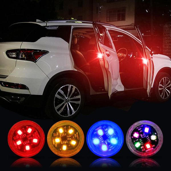 

emergency lights 4 pcs universal car opening door safety warning anti-collision magnetic sensor strobe flashing alarm parking lamp