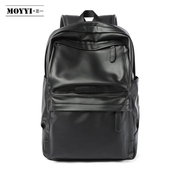 

backpack men's business office brand pu leather computer lapbag pack multifunction travel backbag large black school bags