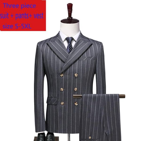 

men three piece formal bridegroom wedding dress double breasted mens suits with pants vest plus size s-4xl 5xl men's & blazers, White;black