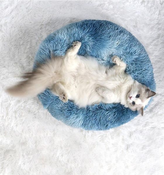 

high qunlity soft warm plush puppy round nest winter pet bed cat beds for with waterproof bottom & furniture