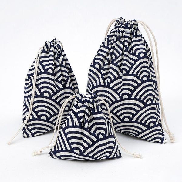 

storage bags 1pcs fish scale drawstring cotton linen bag gift candy tea jewelry organizer makeup cosmetic coins keys 49303