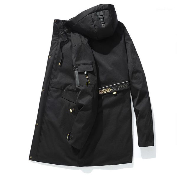 

men's down & parkas plus size clothing autumn and winter fertilizer mid-length thick padded coat, Black