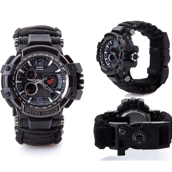 

wristwatches outdoor men military watch led quartz clock sport male relogios masculino compass waterproof wristwatch s, Slivery;brown