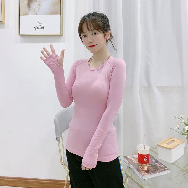 

tees t-shirt yoga t-shirt women's long sleeve profsional fitns cloth tights slim fit breathable high elastic training running, White