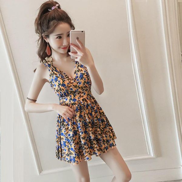 

one-piece suits v neckline push up halter one piece swimsuit women monokini backless bowknot bandage summer swimwear swimming suit