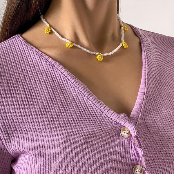

chokers bohemian beads choker necklace for women girls colorful strand short necklaces summer fashion jewelry gift wholesale, Golden;silver