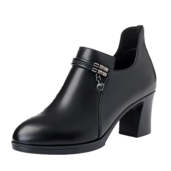 

dress shoes zxryxgs large size spring autumn women elegant genuine leather high heeled 2021 winter snow warm, Black