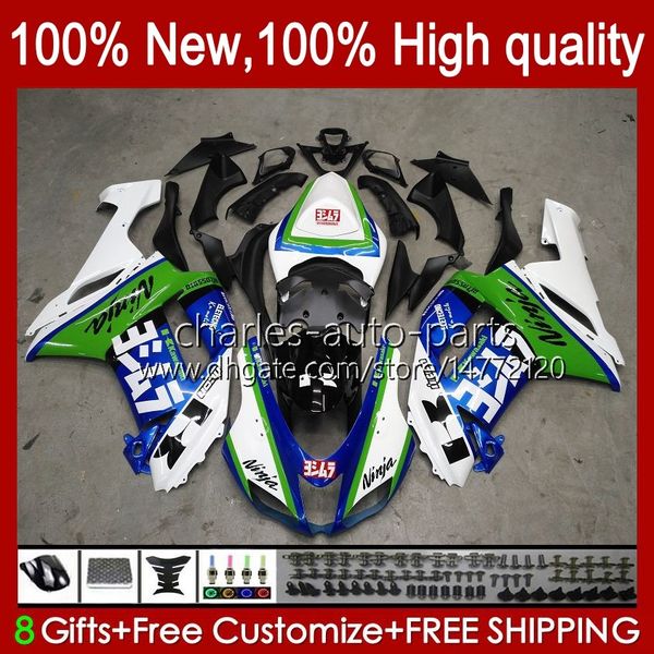 Carrozzeria per KAWASAKI NINJA ZX 636 600 CC ZX600 ZX-636 ZX-600 Corpo moto 10No.151 ZX 6R 600CC 6 R ZX6R 07 08 ZX-6R ZX600C 2007 2008 ZX636 07-08 Kit carenatura blu verde