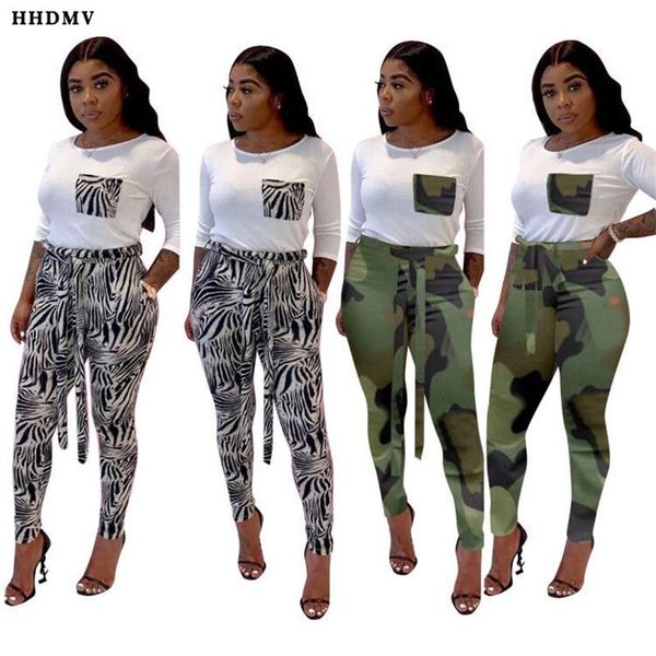 

spring women street casual style sets long sleeve round neck elastic pockets pans camouflage two piece women's tracksuits, Gray