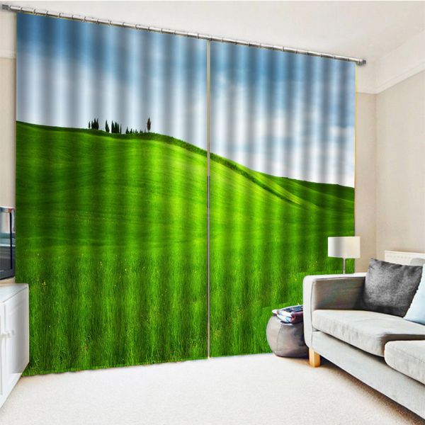 

beautiful p fashion customized green grass curtain 3d window curtains for living room