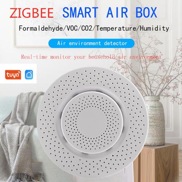 

smart home control tuya zigbee 3.0 air box formaldehyde/voc/carbon dioxide/temperature/humidity sensor automation alarm detector