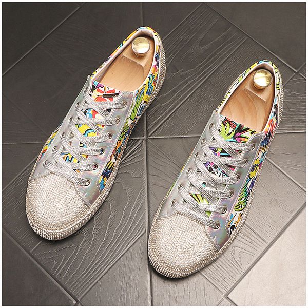 

fashion men shoes rhinestone gold silver blue mixed color causal loafers driving bottom rubber anti-slip 38-43, Black