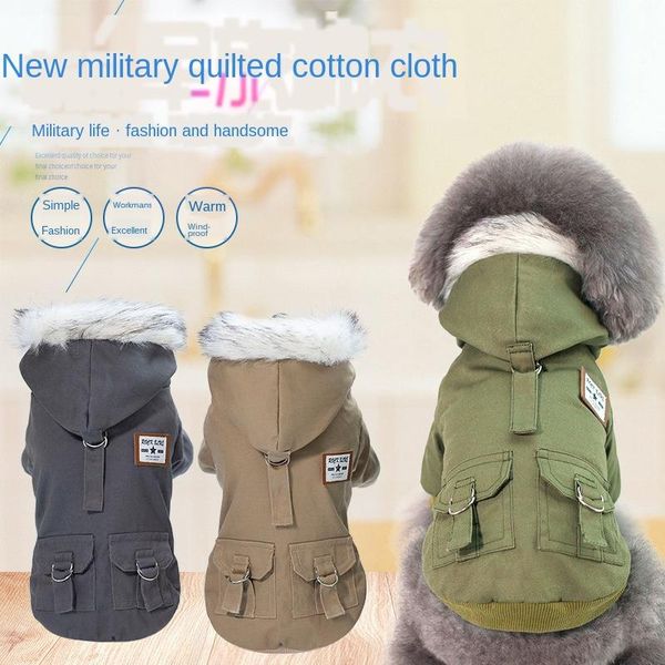 

dog apparel pet casual thickened hooded army leg cotton-padded clothes warm