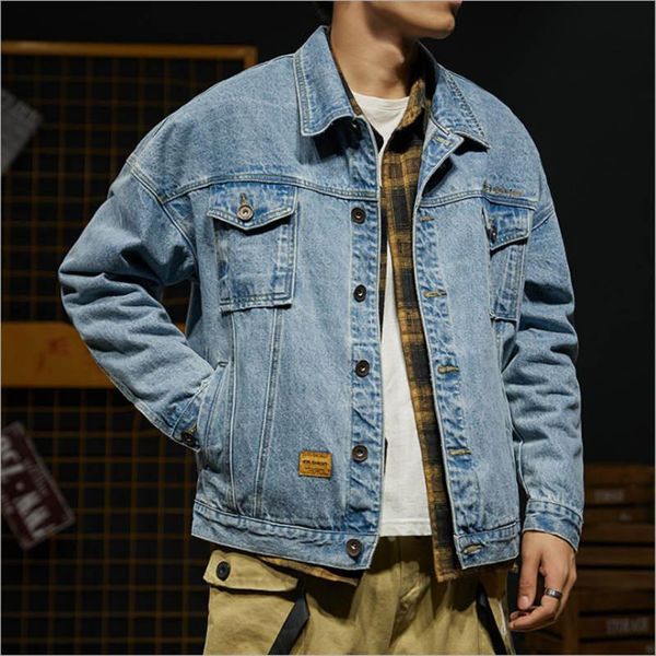 

men's jackets autumn winter men denim casual solid color lapel single breasted jeans jacket slim fit cotton outwear m-3xl f809, Black;brown